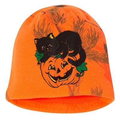 Pumpkin And Black Cat Halloween Vintage Costume Kati - Camo Knit Beanie