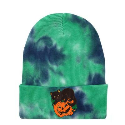 Pumpkin And Black Cat Halloween Vintage Costume Tie Dye 12in Knit Beanie