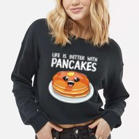 Pancakes Art Brunch Breakfast Pancake Maker Cropped Pullover Crew