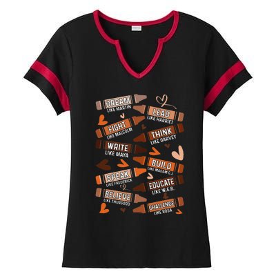 Pride African Black History Month Teacher Teach Juneteenth Ladies Halftime Notch Neck Tee