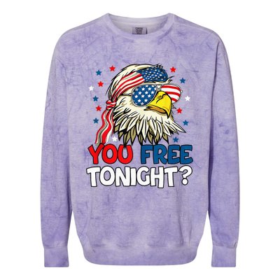 Patriotic American Bald Eagle 4th Of July You Free Tonight Colorblast Crewneck Sweatshirt