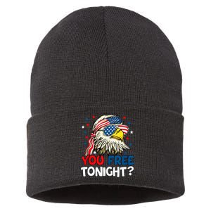 Patriotic American Bald Eagle 4th Of July You Free Tonight Sustainable Knit Beanie