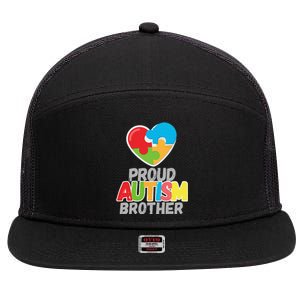 Proud Autism Brother Autism Awareness Day Tee 7 Panel Mesh Trucker Snapback Hat