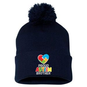 Proud Autism Brother Autism Awareness Day Tee Pom Pom 12in Knit Beanie