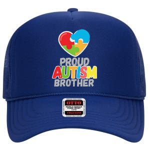 Proud Autism Brother Autism Awareness Day Tee High Crown Mesh Back Trucker Hat