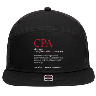 Public Accountant Bookkeeper Tax Auditor Financial Analyst 7 Panel Mesh Trucker Snapback Hat