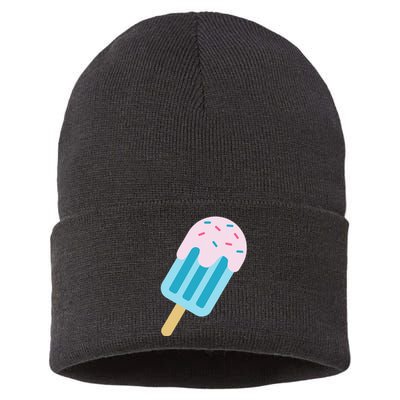 Pink And Blue With Sprinkles Popsicle Sustainable Knit Beanie