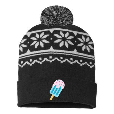 Pink And Blue With Sprinkles Popsicle USA-Made Snowflake Beanie