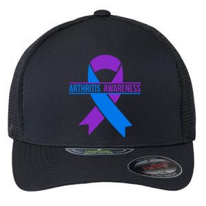 Purple And Blue Ribbon Arthritis Awareness Gift Flexfit Unipanel Trucker Cap