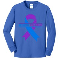 Purple And Blue Ribbon Arthritis Awareness Gift Kids Long Sleeve Shirt