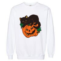 Pumpkin and Black Cat Halloween Vintage Costume Garment-Dyed Sweatshirt