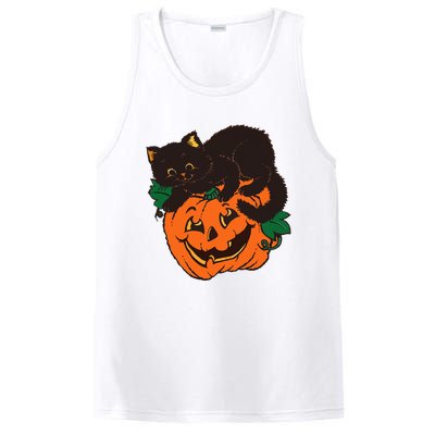 Pumpkin and Black Cat Halloween Vintage Costume PosiCharge Competitor Tank