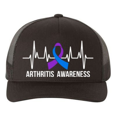 Purple And Blue Ribbon Heartbeat Arthritis Awareness Month Yupoong Adult 5-Panel Trucker Hat