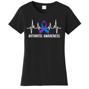 Purple And Blue Ribbon Heartbeat Arthritis Awareness Month Women's T-Shirt