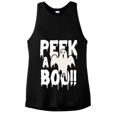 Peek A Boo Halloween Ghost Ladies PosiCharge Tri-Blend Wicking Tank