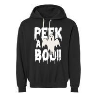 Peek A Boo Halloween Ghost Garment-Dyed Fleece Hoodie