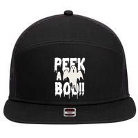Peek A Boo Halloween Ghost 7 Panel Mesh Trucker Snapback Hat