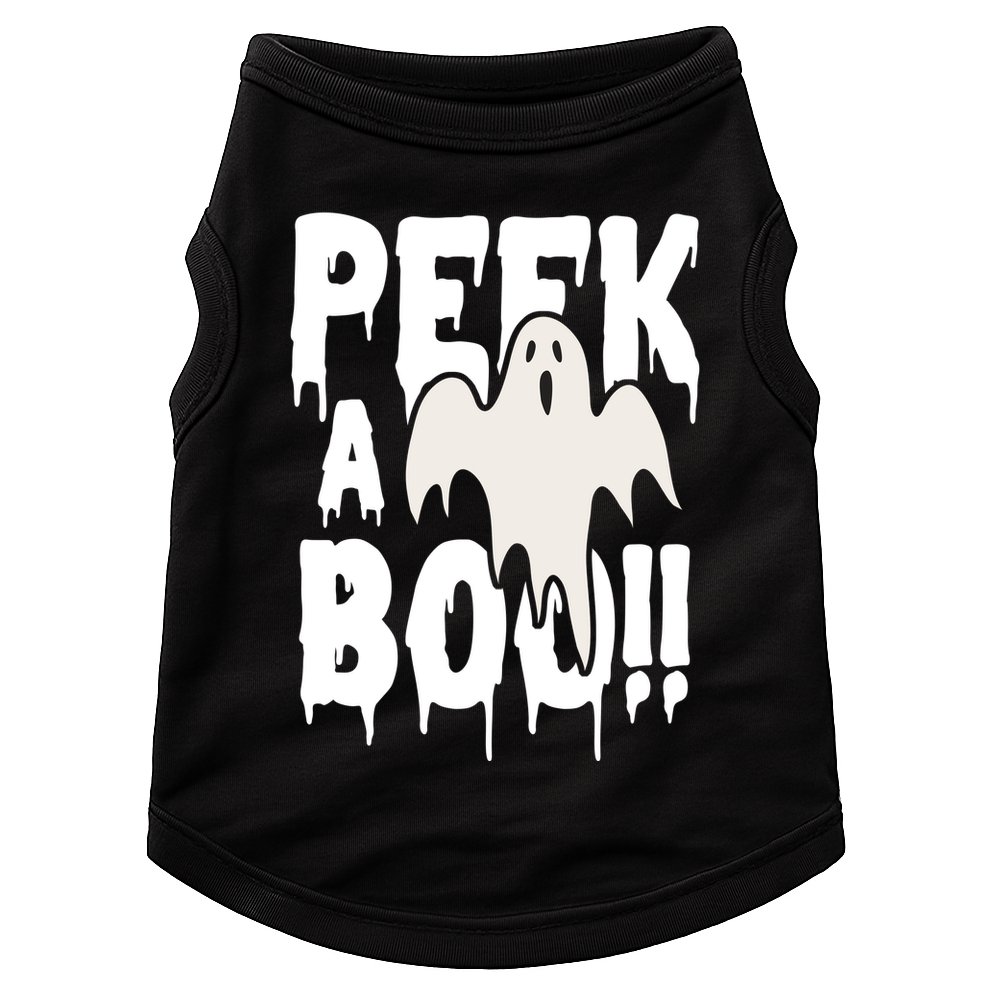 Peek A Boo Halloween Ghost Doggie Tank