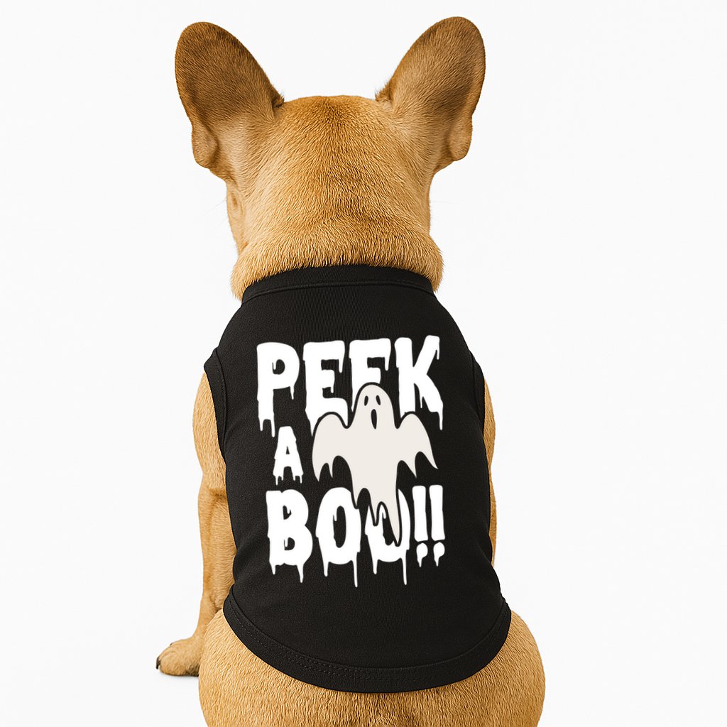 Peek A Boo Halloween Ghost Doggie Tank