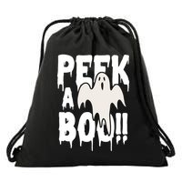 Peek A Boo Halloween Ghost Drawstring Bag