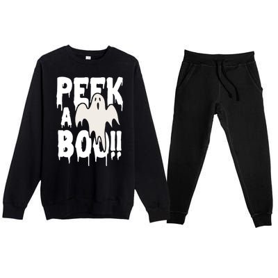 Peek A Boo Halloween Ghost Premium Crewneck Sweatsuit Set