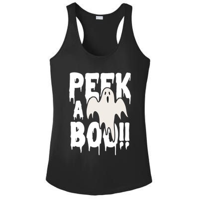 Peek A Boo Halloween Ghost Ladies PosiCharge Competitor Racerback Tank