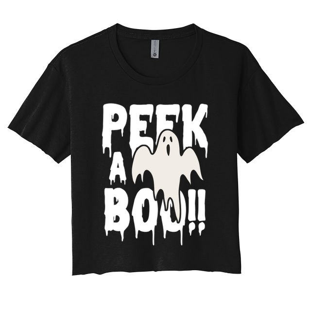 Peek A Boo Halloween Ghost Crop Top