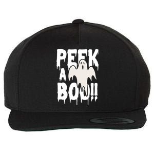 Peek A Boo Halloween Ghost Wool Snapback Cap