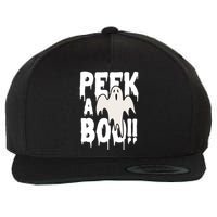 Peek A Boo Halloween Ghost Wool Snapback Cap
