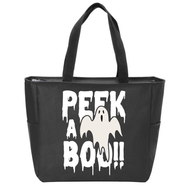 Peek A Boo Halloween Ghost Zip Tote Bag