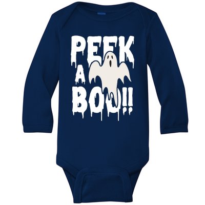 Peek A Boo Halloween Ghost Baby Long Sleeve Bodysuit