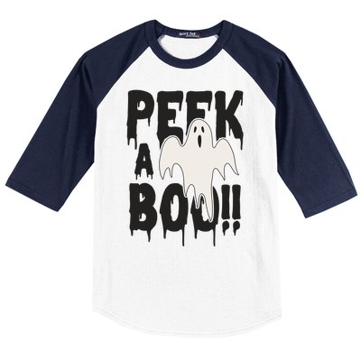 Peek A Boo Halloween Ghost Baseball Sleeve Shirt