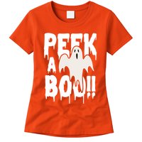 Peek A Boo Halloween Ghost Womens T-Shirt