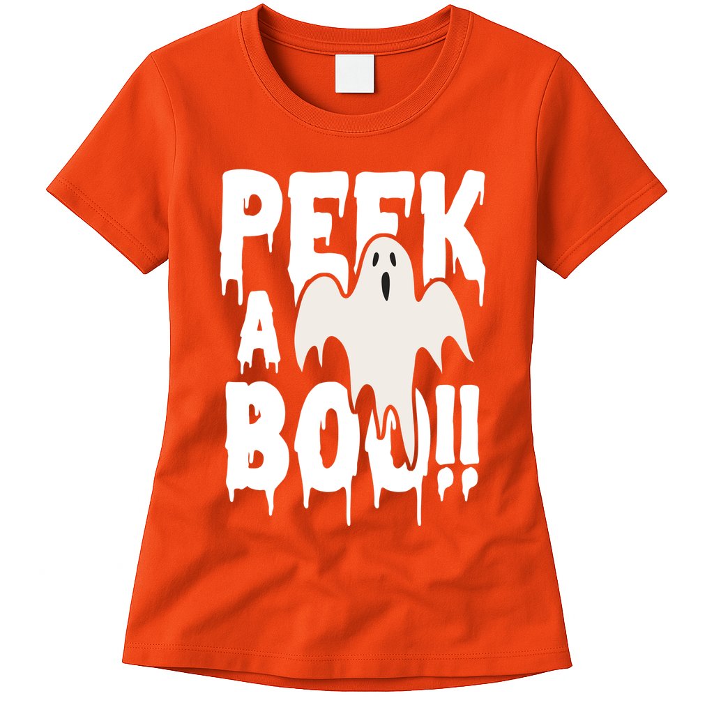 Peek A Boo Halloween Ghost Womens T-Shirt