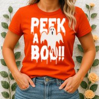 Peek A Boo Halloween Ghost Womens T-Shirt
