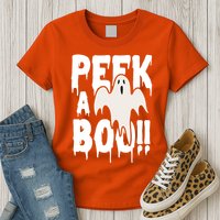 Peek A Boo Halloween Ghost Womens T-Shirt