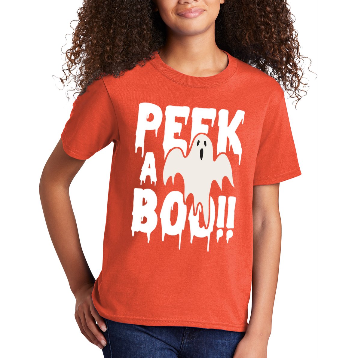 Peek A Boo Halloween Ghost Kids T-Shirt