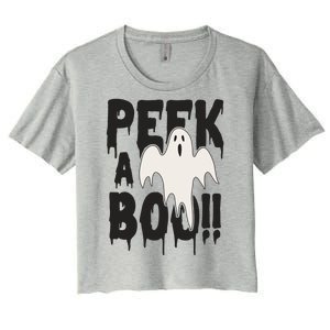 Peek A Boo Halloween Ghost Women's Crop Top Tee