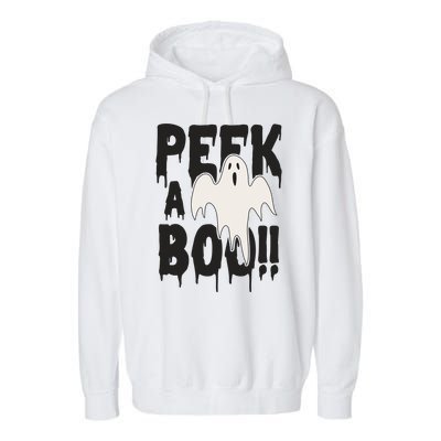 Peek A Boo Halloween Ghost Garment-Dyed Fleece Hoodie