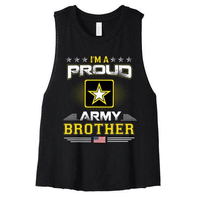 Proud Army Brother Patriotic Military Veteran Women's Racerback Cropped Tank