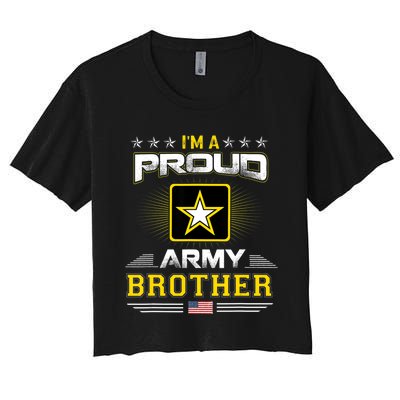 Proud Army Brother Patriotic Military Veteran Women's Crop Top Tee