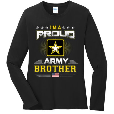 Proud Army Brother Patriotic Military Veteran Ladies Long Sleeve Shirt