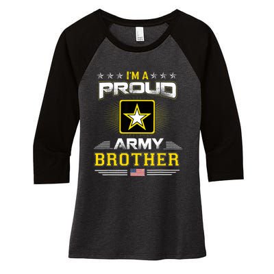 Proud Army Brother Patriotic Military Veteran Women's Tri-Blend 3/4-Sleeve Raglan Shirt