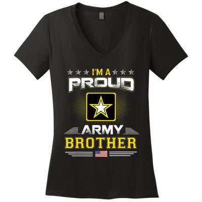 Proud Army Brother Patriotic Military Veteran Women's V-Neck T-Shirt