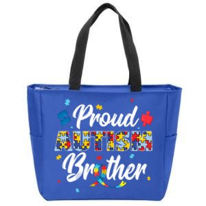 Proud Autism Brother Sibling Autism Awareness Gift Zip Tote Bag