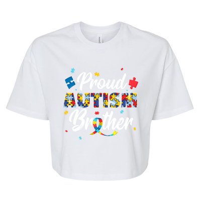 Proud Autism Brother Sibling Autism Awareness Gift Bella+Canvas Jersey Crop Tee