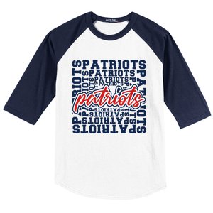 Patriots American Blue And Red Patriot Saying Baseball Sleeve Shirt