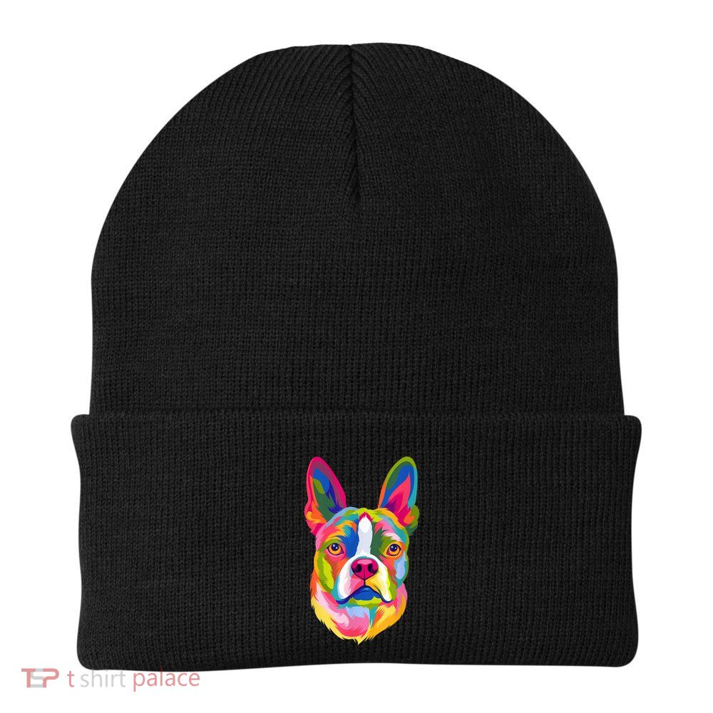 Pop Art Boston Terrier Lover Gift Men Women Dog Terriers Beanie