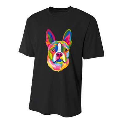 Pop Art Boston Terrier Lover Gift Men Women Dog Terriers Youth Performance Sprint T-Shirt