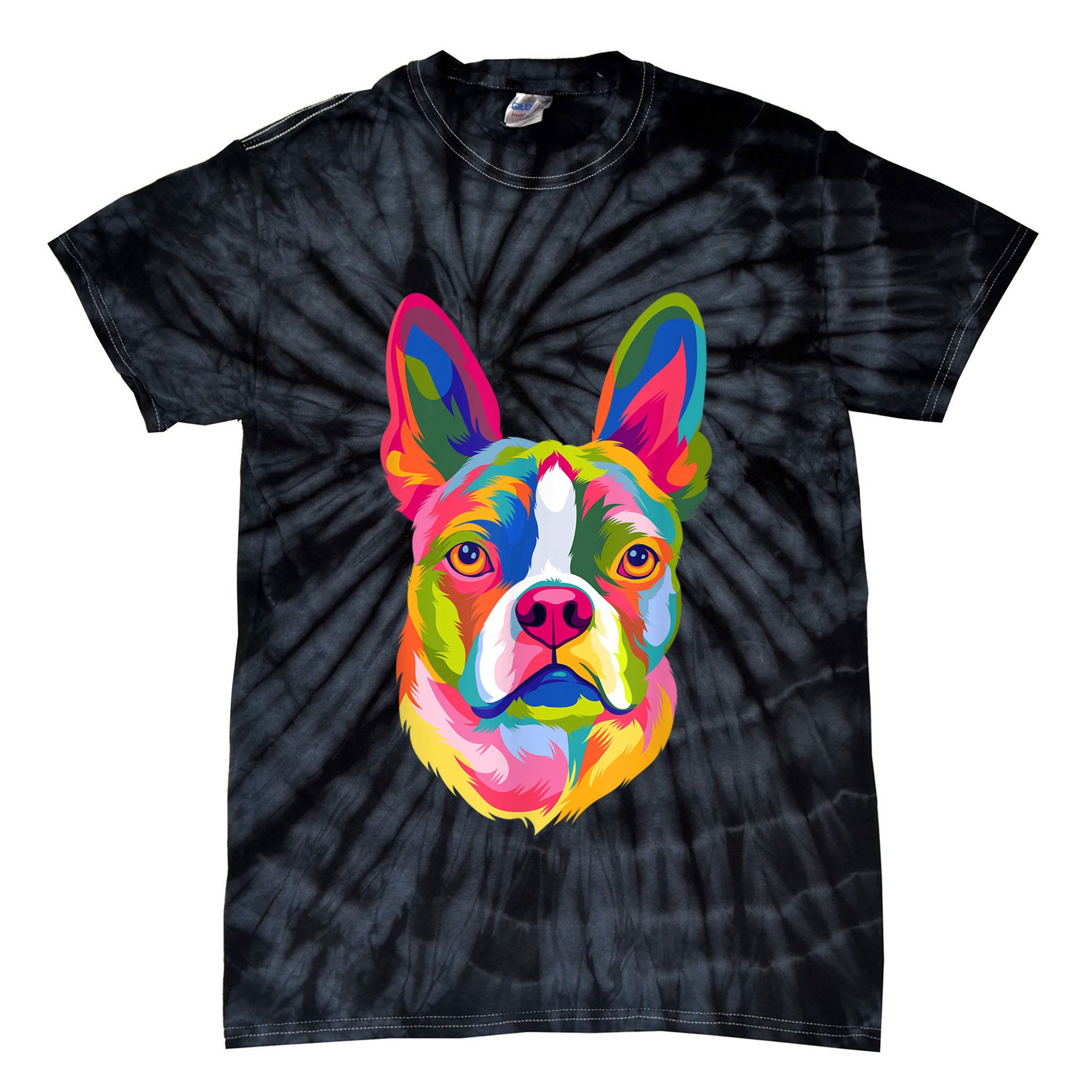 Pop Art Boston Terrier Lover Gift Men Women Dog Terriers Tie-Dye T-Shirt